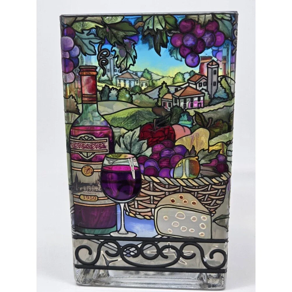 Amia Studios Wine Country Stained Glass Vase 6x4